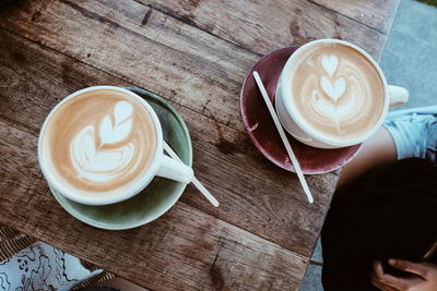 Close-up of cappuccino on table