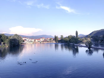 Scenic view of lake against sky