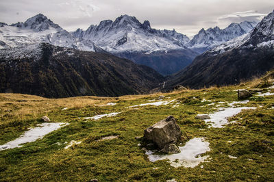 Scenic view of mountains against sky