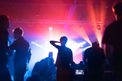 Group of silhouette people at music concert