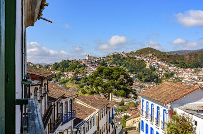 High angle view of townscape against sky