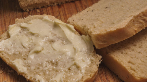 High angle view of bread on table