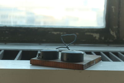 Close-up of window on table