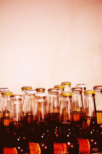 Close-up of bottles in the dark