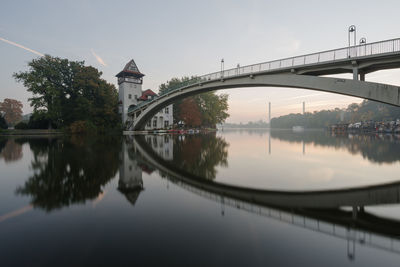 Arch bridge over river