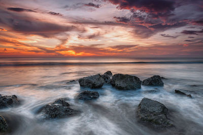 Scenic view of sea against sky during sunset