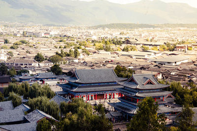 High angle view of townscape against sky