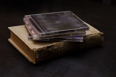 Close-up of open book on table