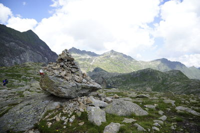 Scenic view of rocky mountains against sky