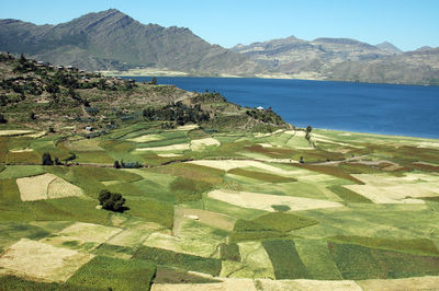 Scenic view of lake and mountains