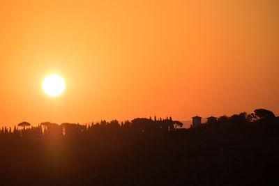 Silhouette landscape against sky during sunset