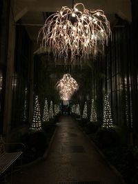 Illuminated lights in building at night