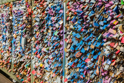 Padlocks on railing