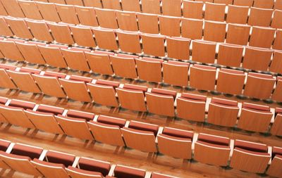 Full frame shot of empty chairs in stadium