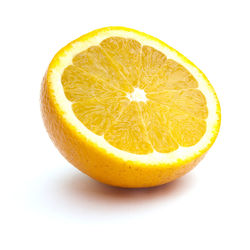 Close-up of orange against white background