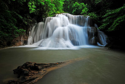 Blurred motion of waterfall in forest