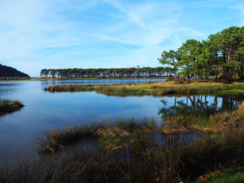 Scenic view of lake against sky