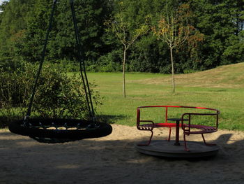 Empty swing in playground