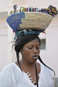 Close-up portrait of a young woman