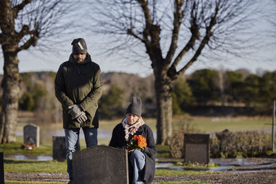 Couple at cemetery