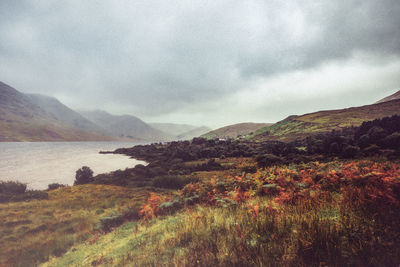 Scenic view of lake against sky