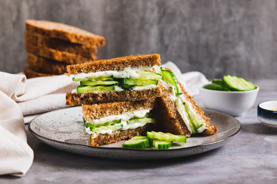 Close-up of food in plate on table