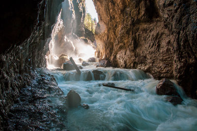 Scenic view of waterfall