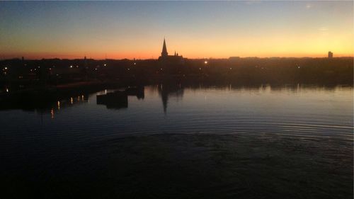 View of cityscape at sunset