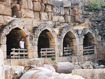 Man looking away while standing at baalbek temple