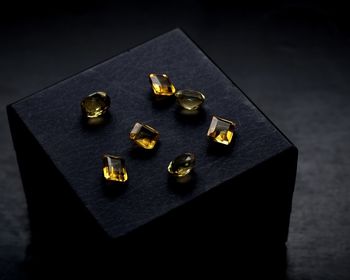 High angle view of objects on table against black background