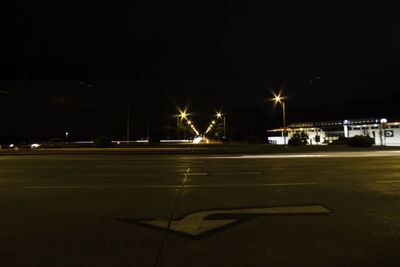 Light trails on road at night