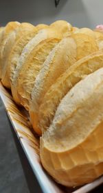 Close-up of bread in plate on table