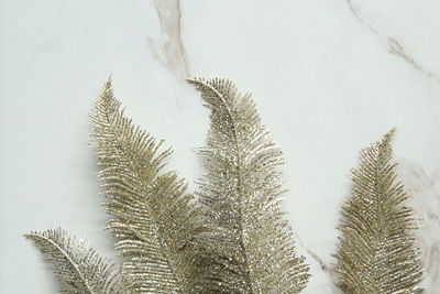 Close-up of christmas decoration on marble