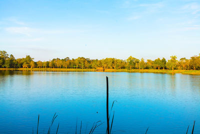 Scenic view of lake against sky