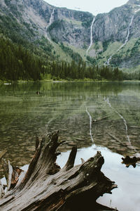 Scenic view of lake and mountains