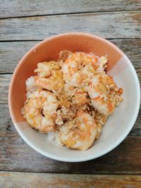 High angle view of meal served on table