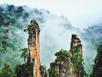 Low angle view of old ruins against sky