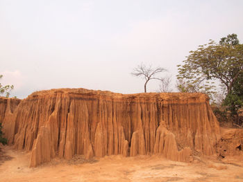 Rock formations on land against sky