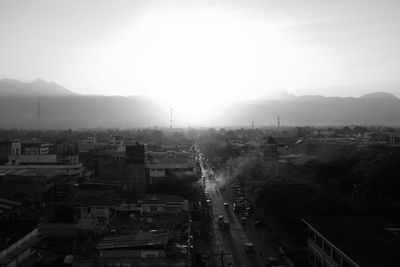 High angle view of cityscape against sky