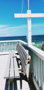 Scenic view of sea against blue sky