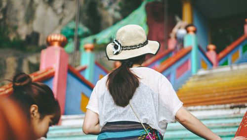 Rear view of people in amusement park
