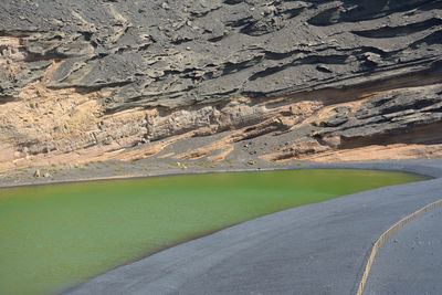 Aerial view of road by land