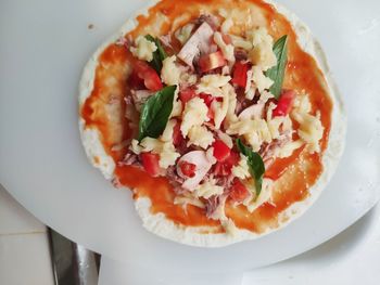 High angle view of meal served in plate