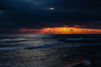 Scenic view of sea against sky during sunset