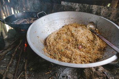 High angle view of food in container