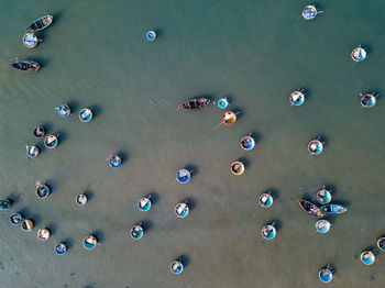 High angle view of bubbles in sea