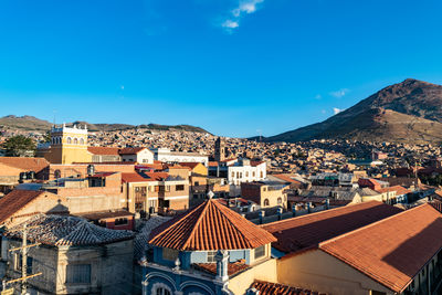 High angle view of townscape against sky