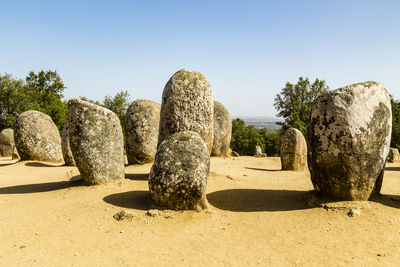 View of rocks against clear sky