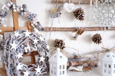 Christmas decorations on table