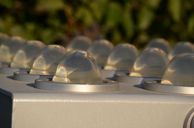 Close-up of the lamps spotlight in row